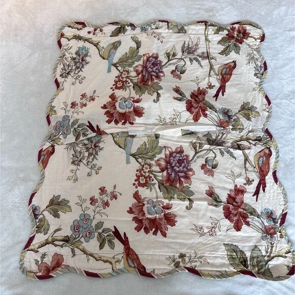 Set of 2 Waverly Charleston Chirp Bird Floral King Pillow Shams Scalloped Edge - Picture 12 of 12